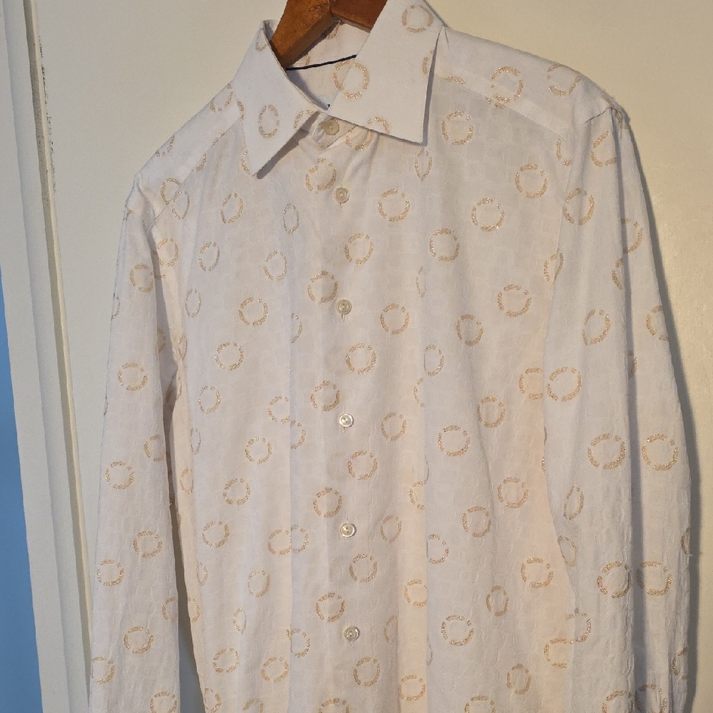 Eton Contemporary Casual Shirt 15.5  Neck 39" Chest 33" Sleeve Gold + White